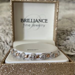 Sterling silver/ 14K gold plated diamond accent heart bracelet